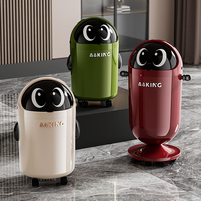 Fuente de fabricación de contenedores de basura de tapa invertida nuevos contenedores de basura domésticos de alta capacidad de doble barril con rodas sanitarias con cesta de papel alta