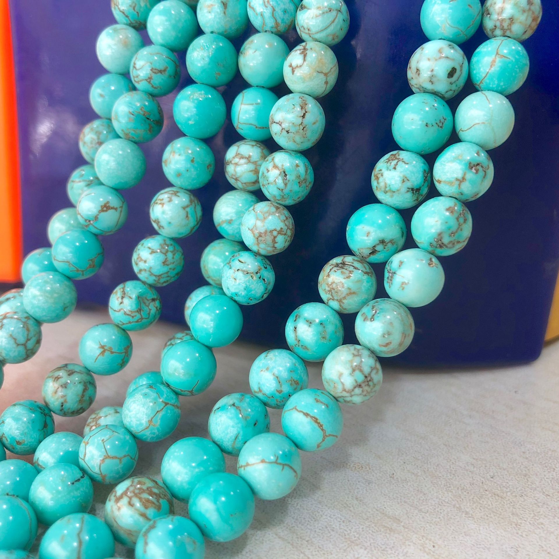 Organic turquoise round beads