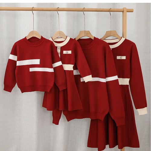 Parent-child set sweater, autumn and winter, thick, stylish knitwear, for a family of three or four, couple set, mother and daughter dress