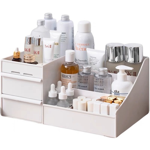 Drawer-style cosmetic storage box, dormitory desk, skincare products, desktop, vanity mirror, face masks, lipsticks, storage rack, stationery