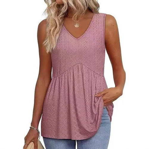 European and American summer women's vest hot new printed wrinkled T-shirt
