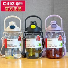 希乐水杯大容量学生吸管杯紫tritan塑料耐高温男生户外运动大水壶