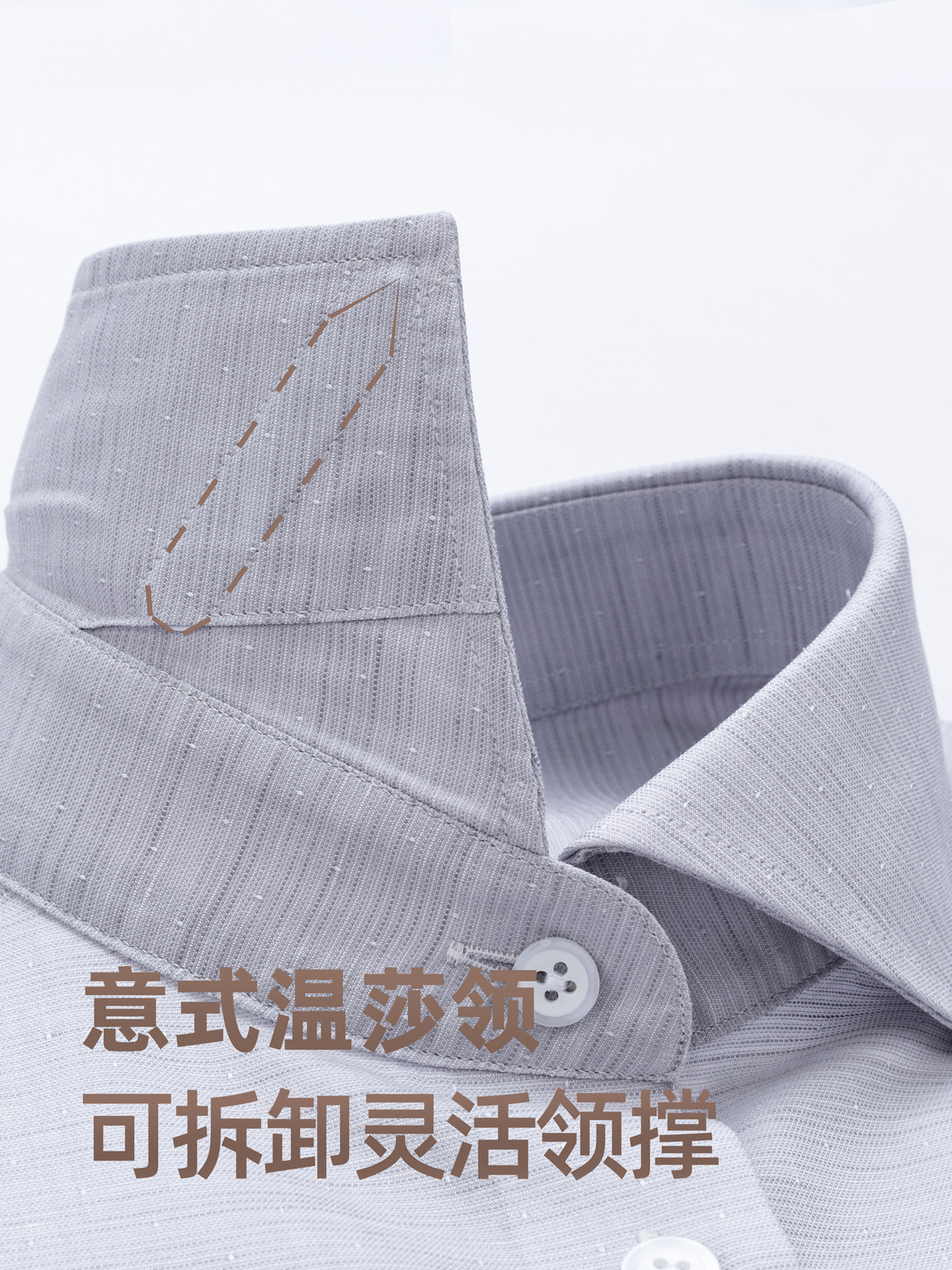 200 camisa de lino hombre algodón de mangas largas negocios de viaje traje de cuello Windsor camisa gris para hombre