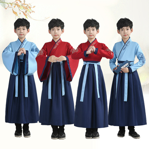 Children's Hanfu Kindergarten Ancient Costume Guoxue Uniform for Boys and Girls, Scholar Outfit Three-Character Opening Ceremony Performance Costume, One Piece Dropshipping