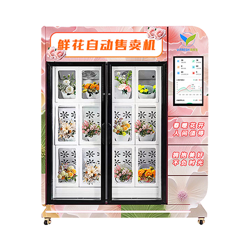 Máquina de flores inteligente comercial compartida mercado nocturno de flores 24 horas máquina expendedora de flores no tripulada auto-servicio