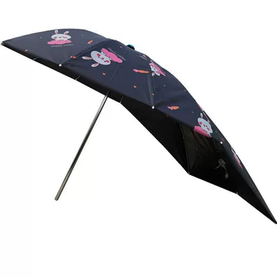 electric scooter, motorcycle, tricycle, bicycle, Elektromobil üçün ön şüşə çətiri (günlük) - black-bunny-vinyl-extended-umbrella-single-umbrella-without-stand