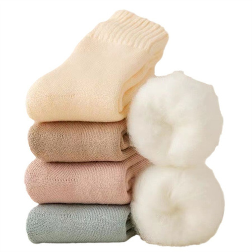 Woolen snow boots for girls, autumn and winter, thick and warm, plush snow boots, indoor floor socks, sleep socks