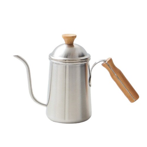 650ml Pour-Over Coffee Pot, Stainless Steel and Wood Handle, Drip Pour-Over Pot, Outdoor Coffee Maker