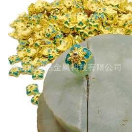 国风如意花托保色仿古烧蓝新中式扣子5款 手串隔片花瓣花托