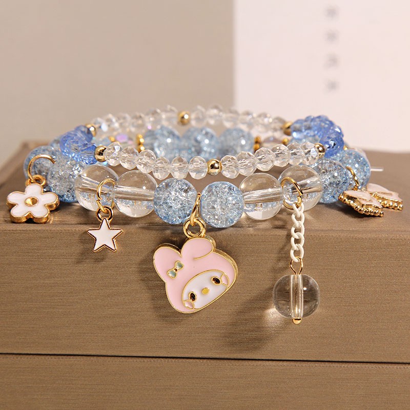 Corea del Sur fresco lindo conejo chica pulsera en línea celebridad niña flor caliente cristal pulsera chica novias pulsera