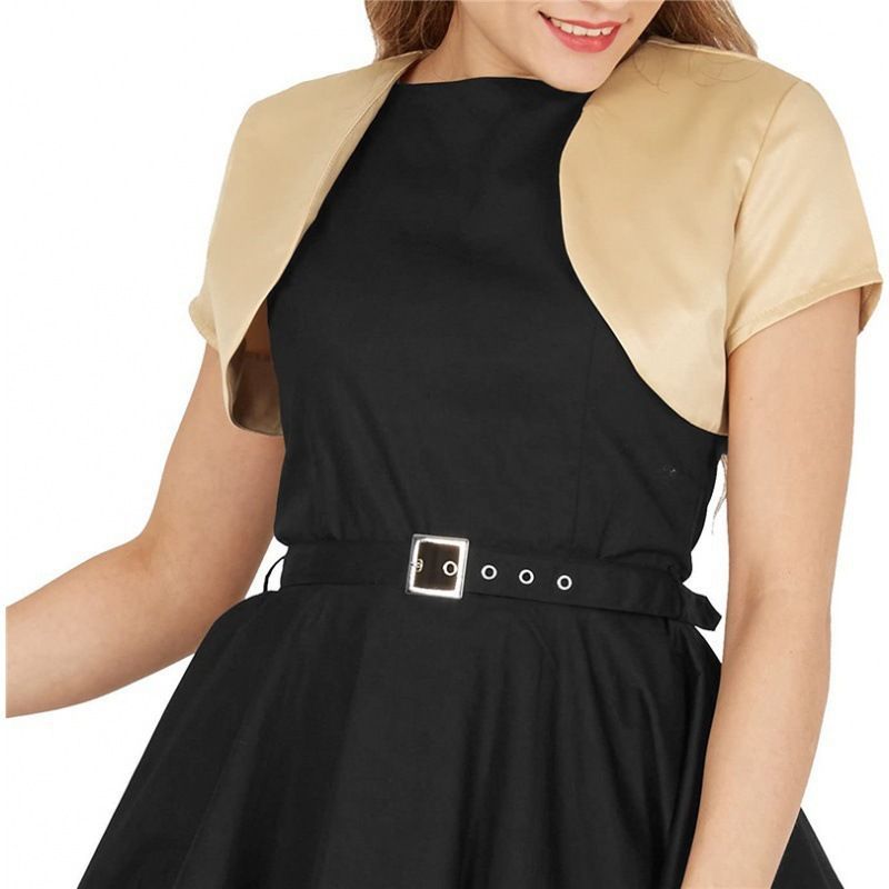 European and American waistcoat bridal satin coat jacket long sleeve round neck black silver champagne matching dress