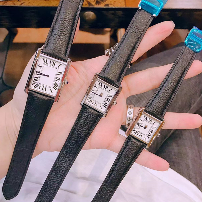 Foreign Trade All-Steel Small Card Tank Quartz Waterproof Belt Watch Square Ultra-Thin Men's and Women's Watch Dropshipping