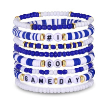 亚马逊跨境热卖品Game Day 白蓝红黑等软陶小米珠弹力堆叠手链