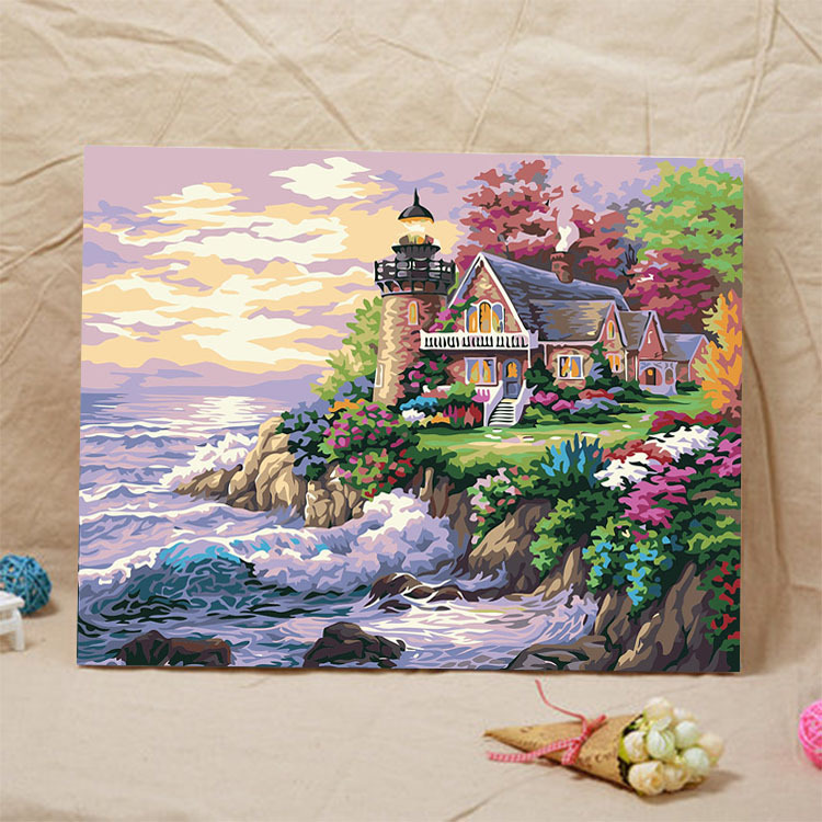 5062 Vila Tepi Laut / [30x40 tas] bawahan warna-warni meregang bingkai bagian dalam