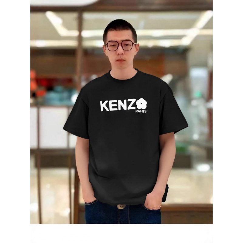 France Paris Kenzo T-Shirt Short-Sleeved Men's 2025 New Summer Pure Embroidered Lettering Begonia Flower Round Neck Top France Paris Kenzo T-Shirt Short-Sleeved Men's 2025 New Summer Pure Embroidered Lettering Begonia Flower Round Neck Top