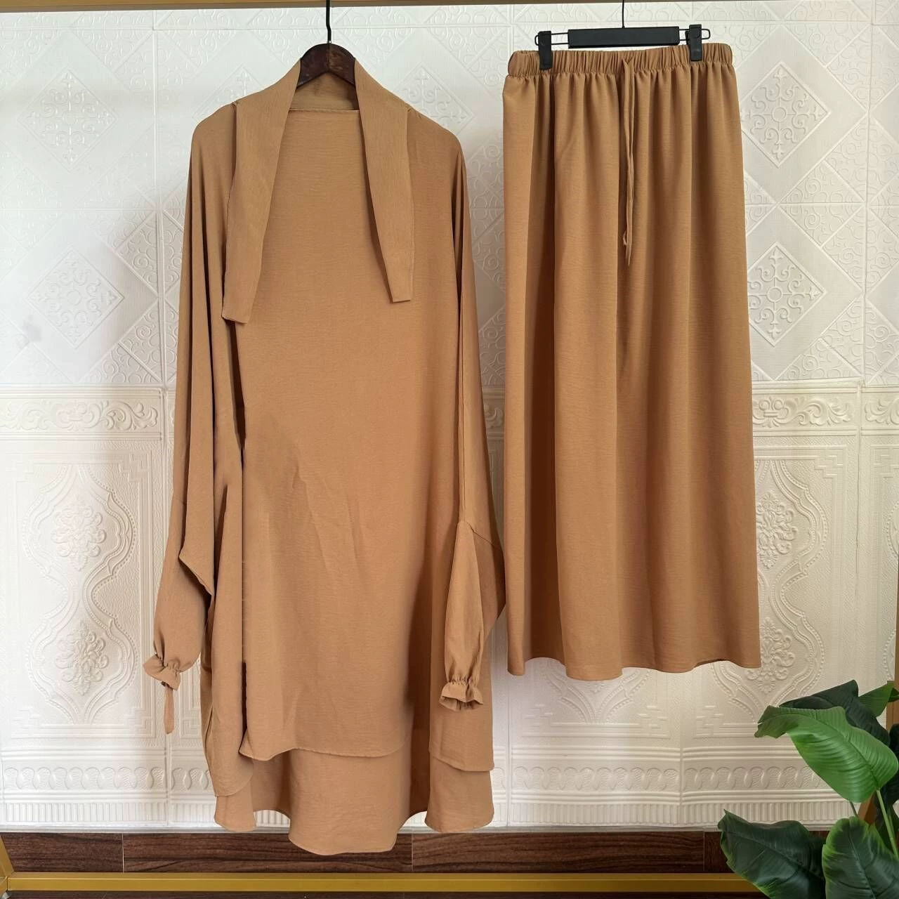 Set, long-sleeve, dress, European style, 2 piece set