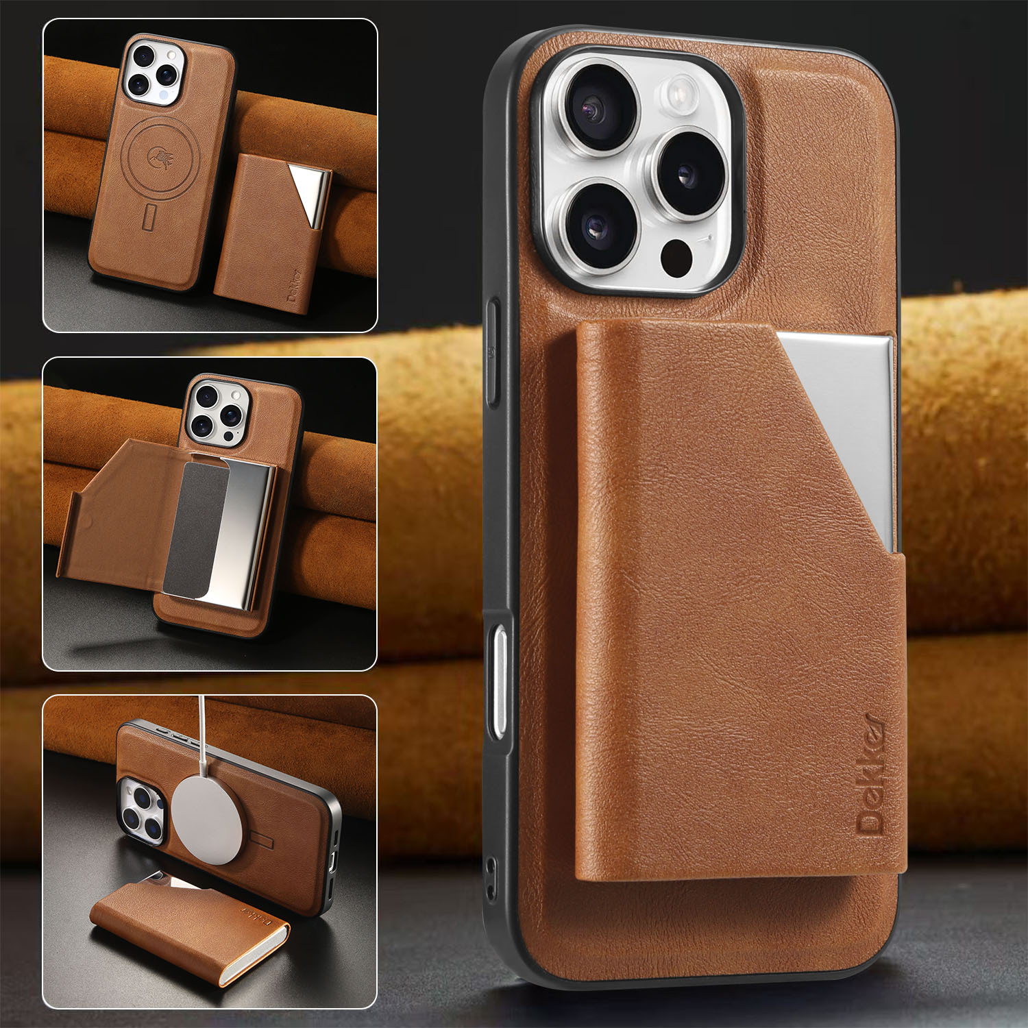 Pu Leather Solid Color Business Phone Cases Phone Accessories display picture 10