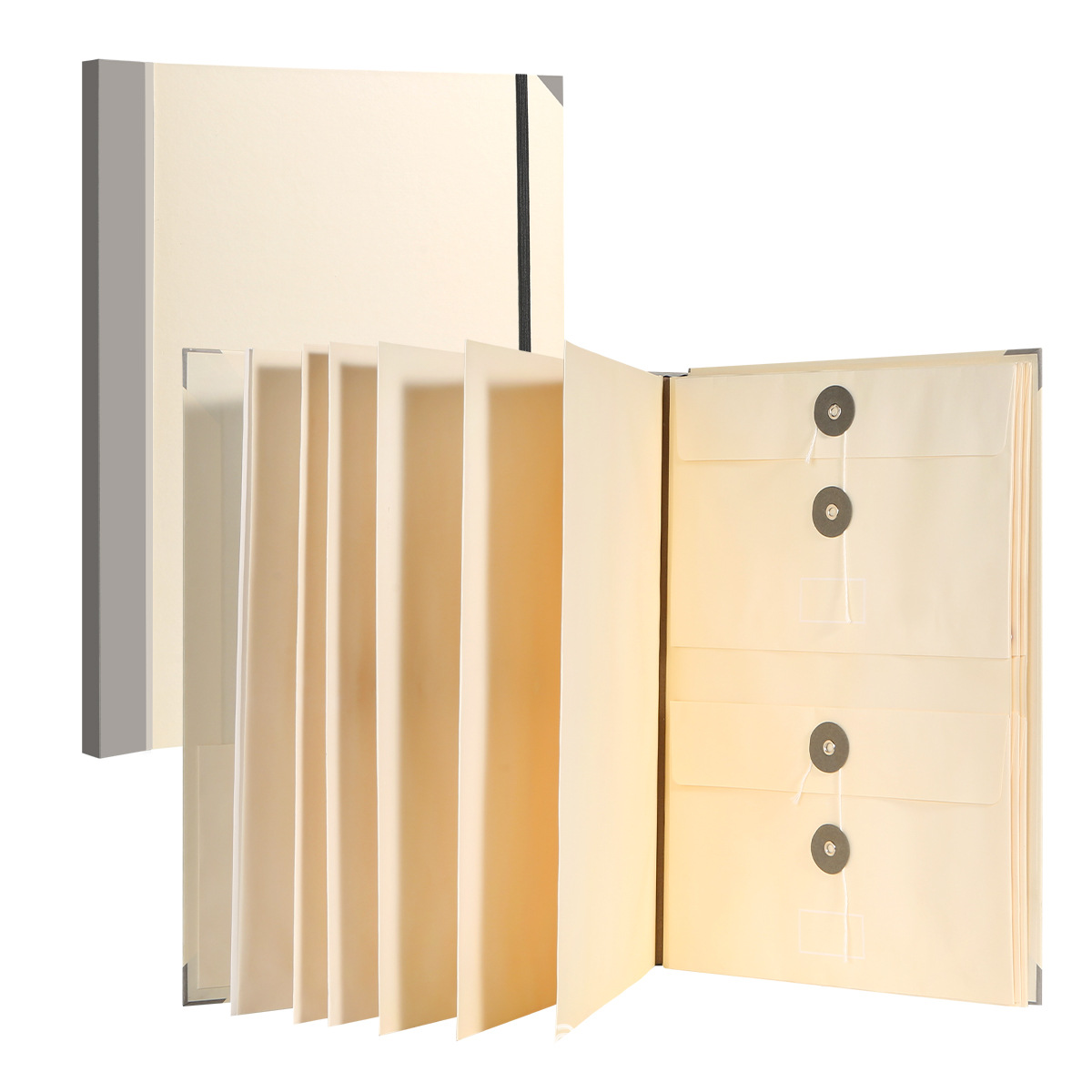 얇은 부분 - 카키색 - 아코디언 백