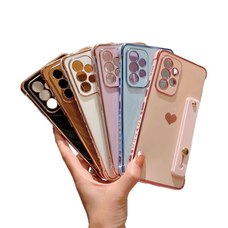 Soporte de pulsera de amor lateral de galvanoplastia A16 S24U para Samsung S25 funda para teléfono móvil galaxya56 todo incluido s23