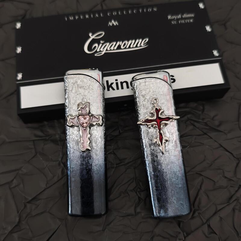Dark Handmade Cross Lighter Metal Punk Style Gift for Boyfriend and Best Friend Creative Stylish Anti-Trend