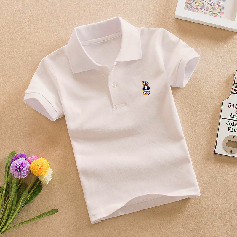 Camiseta de manga corta de algodón para niñas y niños de 1 a 16 años