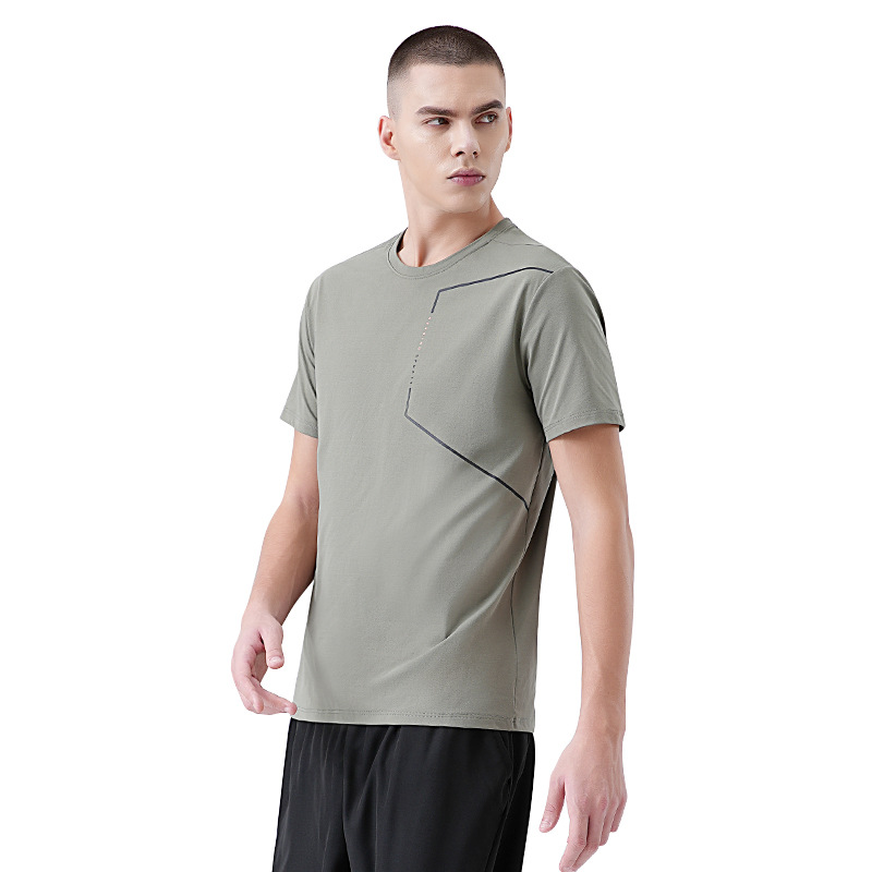 Camiseta deportiva informal de manga corta para hombre, estilo nuevo de verano, transpirable, de secado rápido, para correr y hacer ejercicio, estilo europeo y americano, para comercio exterior transfronterizo.