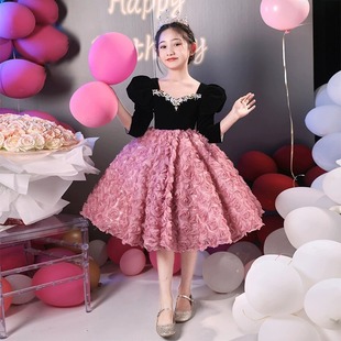 Flower Girl Wedding Girl Birthday Banquet Princess Dress Girl's Evening Dress Children's Catwalk Host Piano Performance