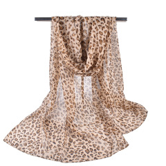 Autumn/Winter Long-Sleeve Silk Scarf Wholesale New Fashion Leopard Print Chiffon Scarf Available Year-Round