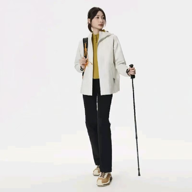 New Autumn Outdoor Women's Sports and Leisure Soft Shell Hooded Solid Color Loose Jacket Waterproof and Windproof Jacket