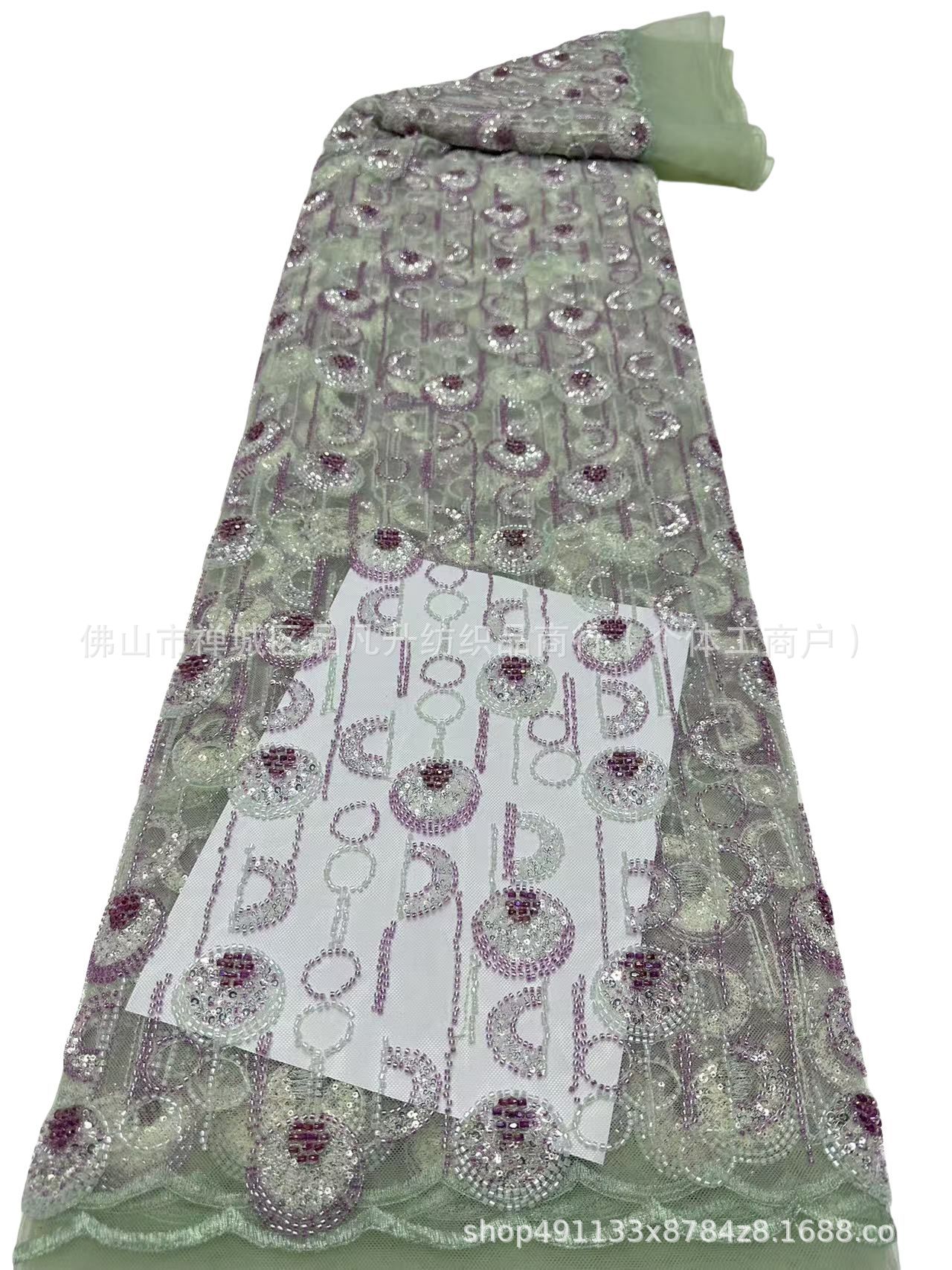 Tubo de perlas bordado sequinilla tela de bordado red de trabajo pesado vestido de boda tela de noche ropa de moda de teatro tela