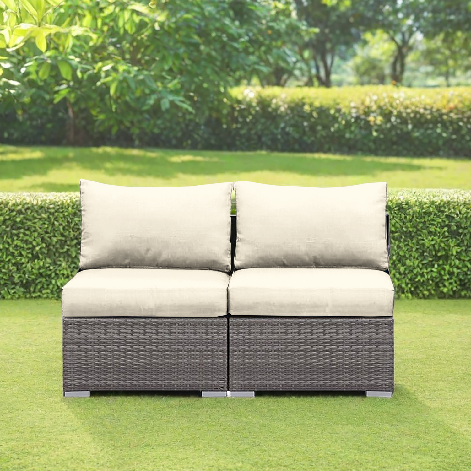 Sofá al aire libre patio jardín al aire libre villa terraza casa de alojamiento mobiliario de ocio combinación de sillas de caña sólidas cojín de sofá