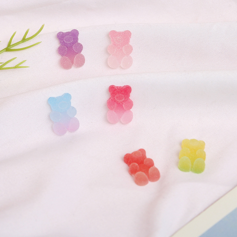 Nuevo gradiente luminoso resina esmerilado oso suave caramelo jalea DIY crema pegamento teléfono móvil Shell parche horquilla parche