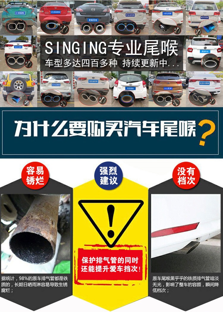 Suitable for Toyota Wildlander RAV4 Rongfang, original factory tailpipe, special exhaust pipe, stainless steel decorative exhaust