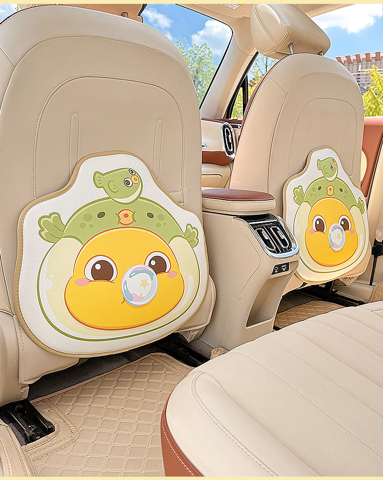 Cute Milk Dragon Car Seat Back Anti-Kick Pad Cartoon Anti-Wear Mat for Car Interior Universal Rear Seat Anti-Dirt Protective Pad