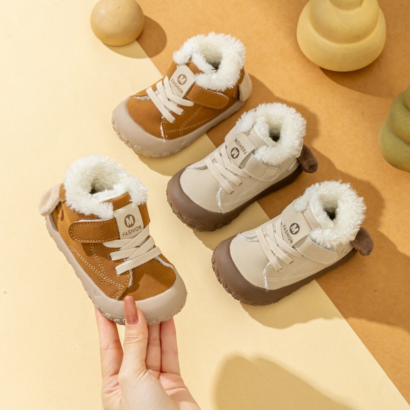Children's toddler shoes plus velvet cotton shoes 2025 winter new…