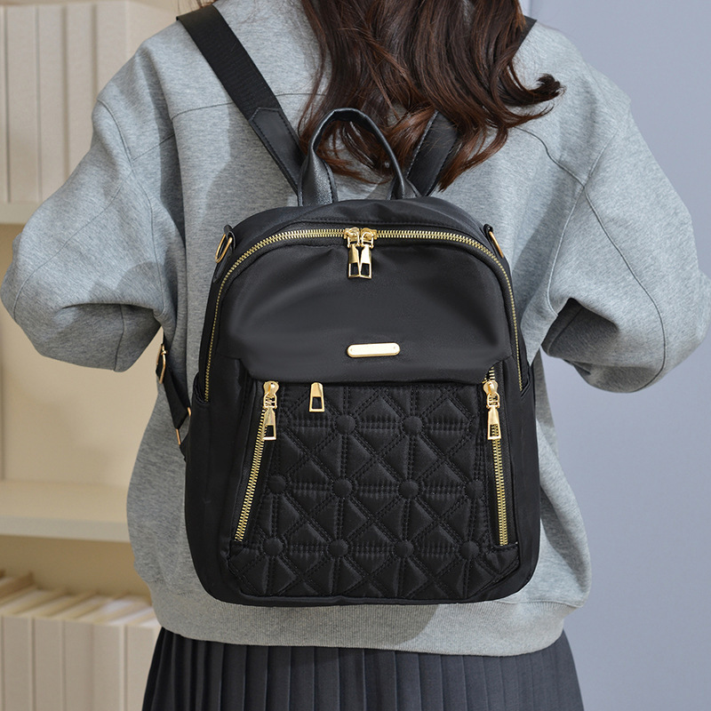 刺繍入りダイヤモンドバックパック女性の新しい大容量マルチジッパーレディースバックパックアウトドアトラベルバッグダブルバック女性の卸売|undefined