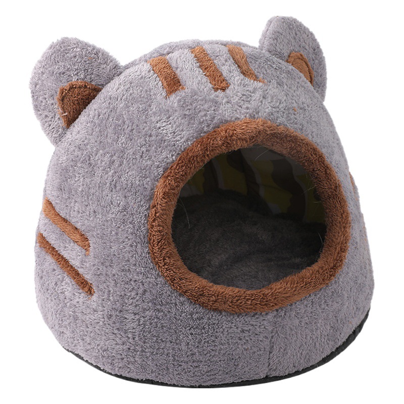 Hawo nuevo diseño semi-cerrado cabeza de oso nido de gato desmontable Casa de gato otoño e invierno cálido engrosamiento mascota Villa