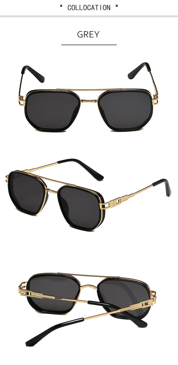 Retro Square Sunglasses For Men Uv Protection Metal Frame Style_voghion.com