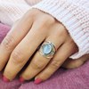 Stone inlay, retro ethnic ring with stone, jewelry, wish, moonstone