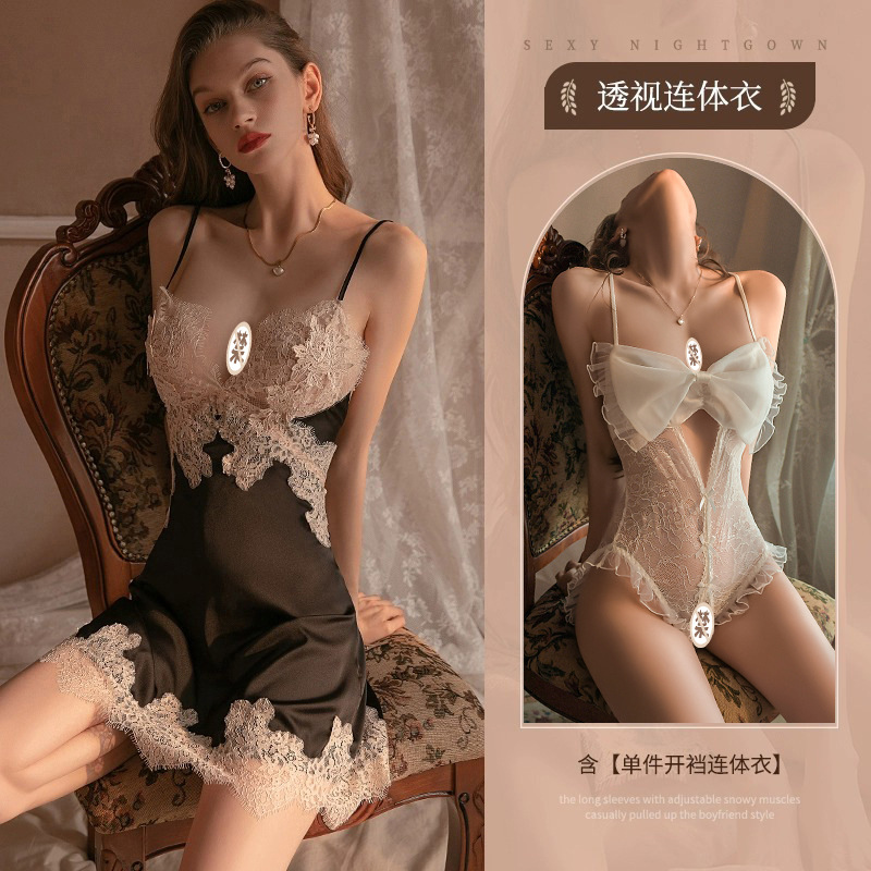 꽃자수풀(블랙) + 시스루 점프수트