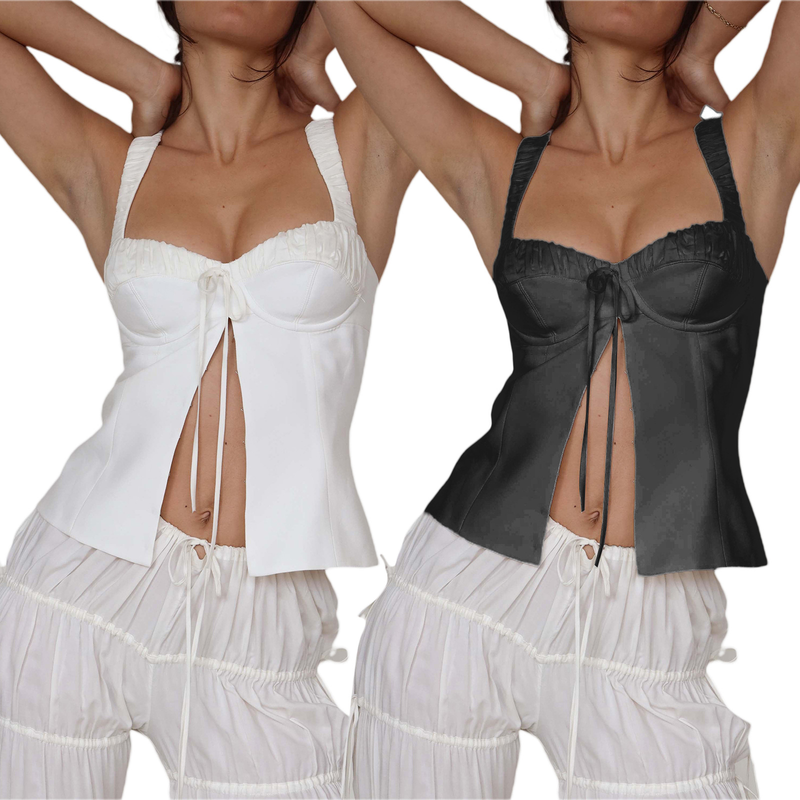 Title 1, Regata feminina com suspensórios e costas linda...