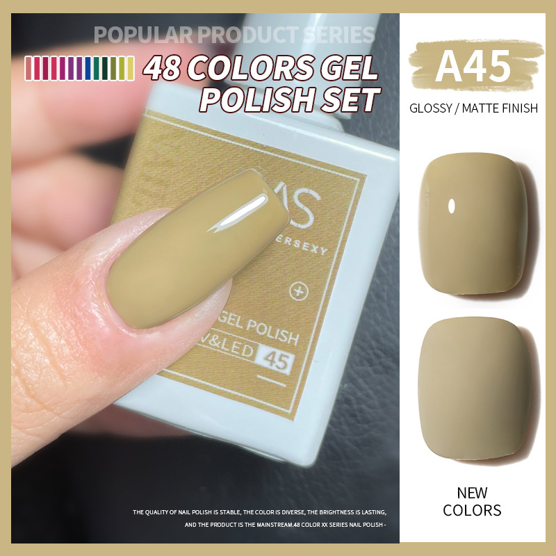 Una botella de pegamento de esmalte de uñas de un color 2022 nuevo verano popular 48-color Pequeño conjunto para el salón de uñas traje completo