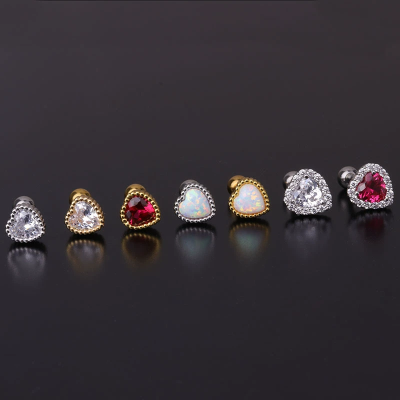 Серебряные серьги из нержавеющей стали с цирконом, пирсинг, 16G