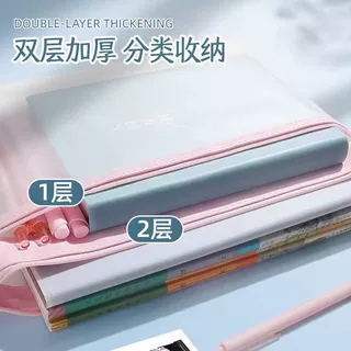 双层大号半透明高颜值防水手提耐用中号产检资料便携档案收纳袋
