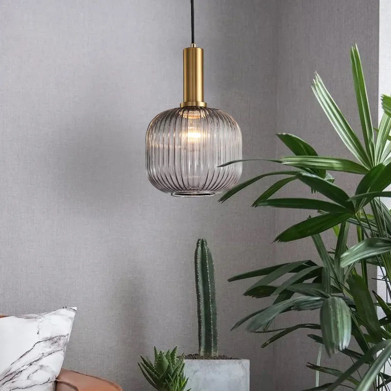 Nordic restaurant pendant light bedroom bedside creative long string single headed bar lamp trendy glass pendant light modern minimalist