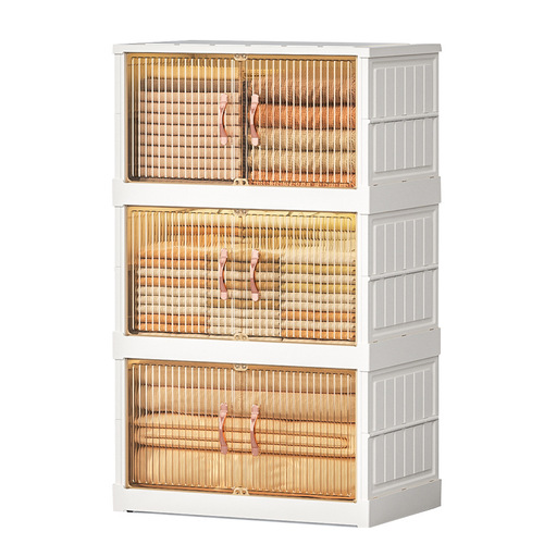 PP plastic foldable storage box home clothing storage cabinet large capacity toy bedding organizer wholesale bedroom