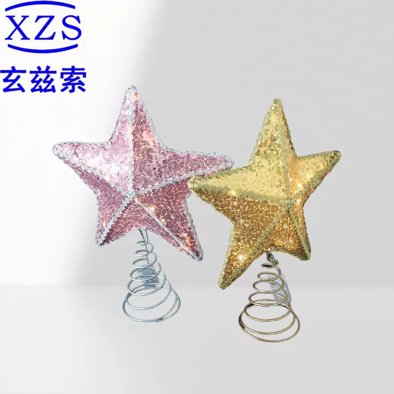 跨境圣诞节装饰 树顶星发光铁艺麋鹿装扮场景摆件工艺品布置挂件