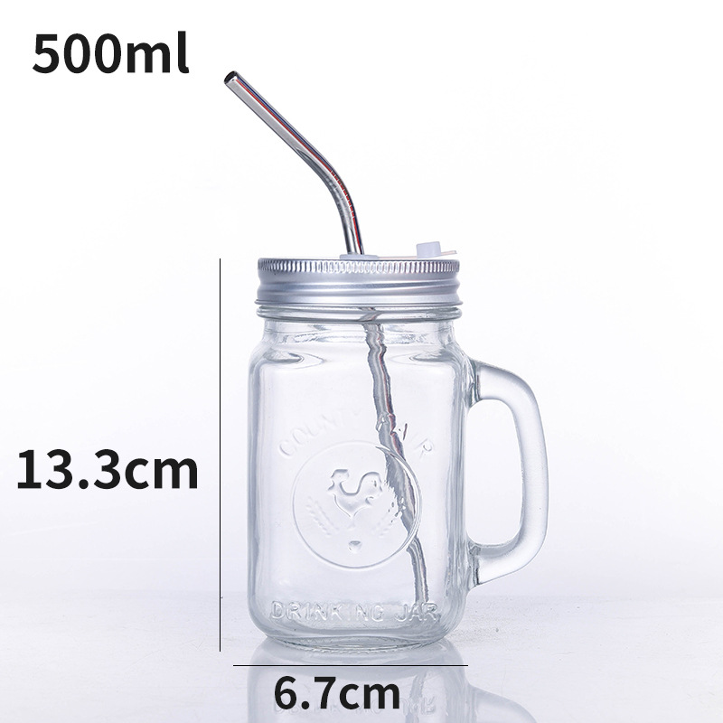 Fábrica al por mayor Polla taza Internet celebridad gradiente color Mason taza paja vidrio taza con mango fútbol taza de agua