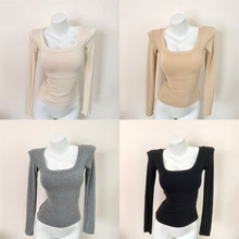 U领正肩带可拆卸胸垫长袖打底