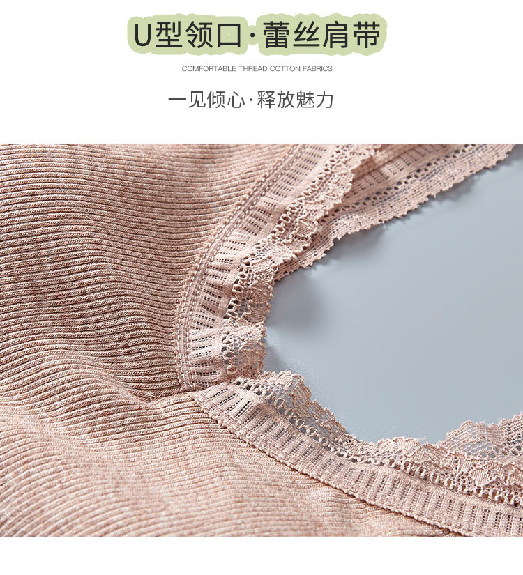 棉美背裹胸性感蕾丝边V领聚拢打底防走光乳胶胸垫可拆卸运动文胸详情图6